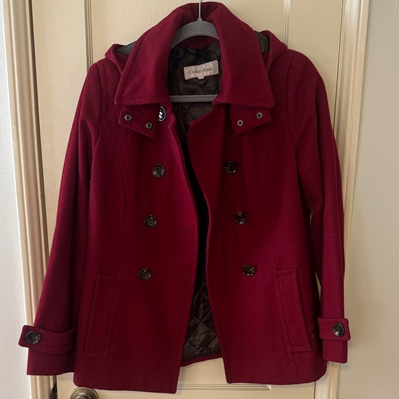 Calvin Klein Jackets & Blazers - Calvin Klein Women's Burgundy Peacoat
